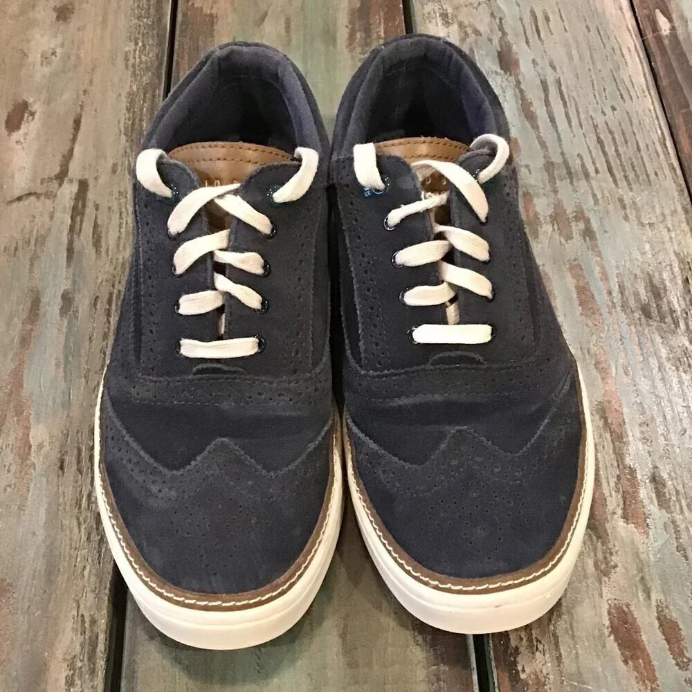 Ted Baker Size 8 Hapra 3 Men’s Suede Shoes Navy Wingtip Sneakers